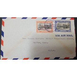 A) 1954, COSTA RICA, FROM SAN JOSE TO KANSAS UNITED STATES, AIRMAIL, COLON IN CARIARI STAMP
