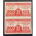 L) 1936 BRAZIL, DIE PROOFS, IX INTERNATIONAL FAIR OF AMOSTRAS, RED, COAT OF ARMS, 200 REIS
