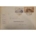 A) 1950, SPAIN, FROM VALENCIA TO NEW YORK-UNITED STATES, AERIAL, GRAL FRANCO AND JUAN DE LA CIERVA STAMPS