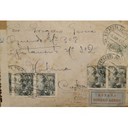 A) 1943, SPAIN, CENSORSHIP, FROM MADRID TO CARIBBEAN, AIRMAIL, GRAL FRANCO STAMPS