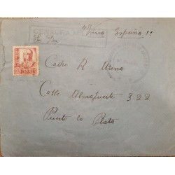 A) 1950, SPAIN, MILITARY CENSORSHIP, FROM BAILEN TO PUERTO DE LA PLATA, ISABEL THE CATHOLIC STAMP