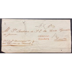 L) 1850 ECUADOR, OTAVALO FRANCA, SEAL RED, CANCELATION, TO QUITO, XF