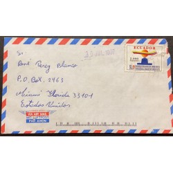 L) 1997 ECUADOR, INTERNATIONAL CONGREES OF AMERICANISTS, AIRMAIL, CIRCULATED COVER FROM ECUADOR TO UNITED STATES