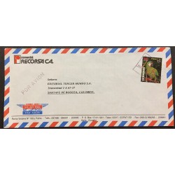L) 1993 ECUADOR, BIRDS, PARROT, WILDLIFE IN EXTINCTION, NATURE, UPAEP, AIRMAIL, CIRCULATED COVER FROM ECUADOR TO COLOMBIA
