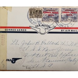 L) 1945 COSTA RICA, JOSE JOAQUIN RODRIGUEZ, 5 CENTIMOS, TRAIN, 50 CENTS, AIRMAIL, CIRCULATED COVER