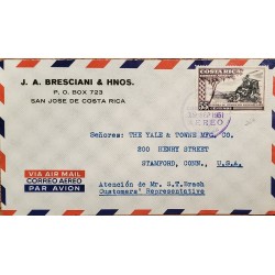 L) 1951 COSTA RICA, WAR OF NATIONAL LIBERATION, BATTLE, SOLDIER, 55 CENTIMOS, AIRMAIL, CIRCULATED COVER FROM