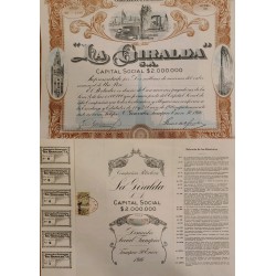 J) 1916 MEXICO, LA GIRALDA, SHARE CAPITAL, STOCK AND BONDS, XF
