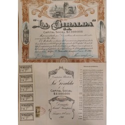 J) 1916 MEXICO, LA GIRALDA, SHARE CAPITAL, STOCK AND BONDS, XF