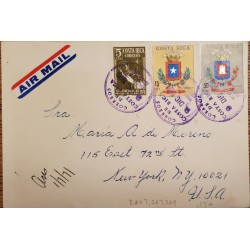 L) 1970 COSTA RICA, COAT OF ARMS, SAN JOSE, HEREDIA, SHIELD, CHRISTMAS, STAR, CHILD CARE, AIRMAIL, CIRCULATED COVER