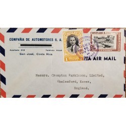 L) 1951 COSTA RICA, WAR OF NATIONAL LIBERATION, 35C, BATTALION TRENCH, CARLOS LUIS VALVERDE, 1 COLON, AIRMAIL, CIRCULATED COVER