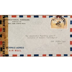L) 1942 COSTA RICA, MAIL PLANE ABOUT TO LAND, 60C, YELLOW, AIRMAIL, CIRCULATED COVER FROM COSTA RICA TO USA