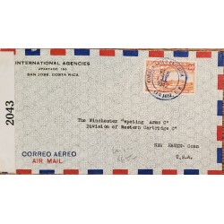 L) 1942 COSTA RICA, UNIVERSITY, ORANGE, PRESIDENT, CALDERON GUARDIA, LUIS TINOCO, ARCHITECTURE, 40C, AIRMAIL, CIRCULATED