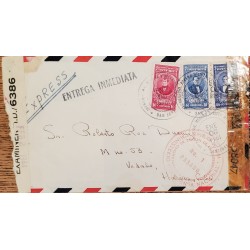 L) 1944 COSTA RICA, EXPRESS, MANUEL AGUILAR, FRANCISCO MARIA OREAMUNO, JUAN MORA FERNANDEZ, RED, 10C, 40C, BLUE
