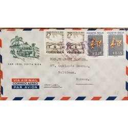 L) 1965 COSTA RICA, UNIVERSITY LIBRARY, FLOWERS, CHURCH OF OROSI, SAN JOSE, PALM, AIRMAIL, CIRCULATED COVER FROM COSTA