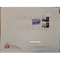 A) 2013, SPAIN, CAR, FROM MADRID TO MIAMI-UNITED STATES, CANCELATIONS OF POSTAGE PAID IN OFFICE