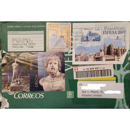 A) 2010, SPAIN, FROM BARCELONA TO MIAMI-UNITED STATES, MULTIPLE STAMPS