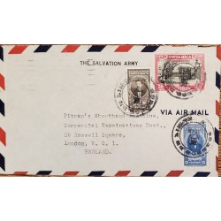 L) 1946 COSTA RICA, COLON IN CARIARI, SALVADOR LARA, MANUEL AGUILAR, 25 CENT, BLUE, AIRMAIL, CIRCULATED COVER FROM