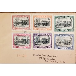 L) 1947 COSTA RICA, COLON IN CARIARI, SEPTEMBER 18, 1502, PEOPLE, MULTIPLE STAMPS, COLOR VARIETY