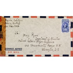 L) 1942 COSTA RICA, FRANCISCO MARIA OREAMUNO, 60 CENTS, BLUE, AIRMAIL, CIRCULATED COVER FROM COSTA RICA TO USA