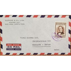 L) 1959 COSTA RICA, FRANCISCO MARIA OREAMUNO, CENTENARY OF THE WAR, PRESIDENT, AIRMAIL, CIRCULATED COVER FROM