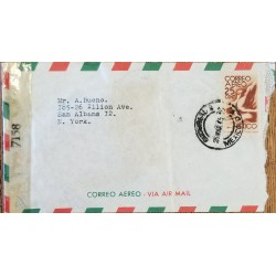 J) 1945 MEXICO, SYMBOLICAL OF FLIGHT, AIRMAIL, CIRCULATED COVER, FROM MEXICO TO NEW YORK