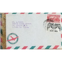 J) 1944 MEXICO, EAGLEMAN OVER MOUNTAINS, SYMBOL OF AIR SERVICE, OPEN BY EXAMINER, MULTIPLE STAMPS, AIRMAIL