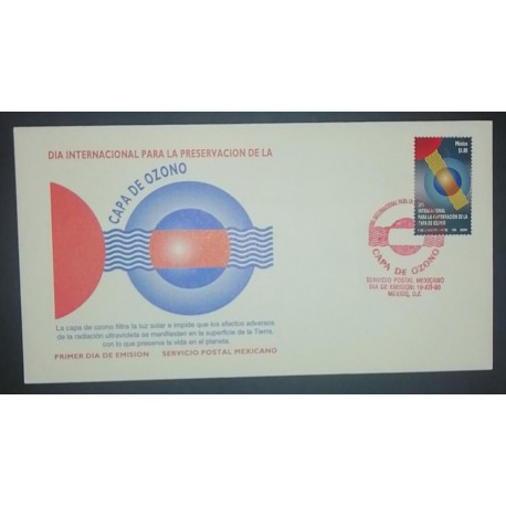 A) 1996, MEXICO, FDC, INTERNATIONAL DAY FOR THE PROTECTION OF THE OZONE LAYER, XF