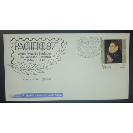 A) 1996, MEXICO, TABLE OF THE VIRREINAL PINACOTECA, SPECIAL CANCELLATION, PACIFIC 97, WORLD