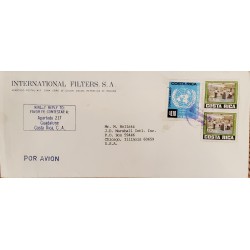 L) 1975 COSTA RICA, 30TH ANNIVERSARY OF THE UNITED NATIONS, ONU, PEOPLE, AIRMAIL, CIRCULATED COVER FROM COSTA RICA TO USA