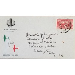 J) 1946 MEXICO, EAGLEMAN OVER MOUNTAINS, AIRMAIL, CIRCULATED COVER, FROM MEXICO TO USA