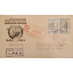 L) 1956 COSTA RICA, NATIONAL INDUSTRIES, OILS AND FATS, UNION POSTAL UNIVERSAL, AIRMAIL, CIRCULATED COVER FROM COSTA RICA