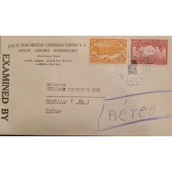 L) 1942 COSTA RICA, HEREDIA NORMAL SCHOOL, ARCHITECTURE, COCO ISLAND, MAP, AIRMAIL, CIRCULATED COVER