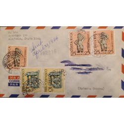 L) 1964 COSTA RICA, PRE-COLOMBIAN SCULPTURES, AIRMAIL, CIRCULATED COVER FROM COSTA RICA TO USA