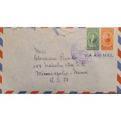 L) 1946 COSTA RICA, FRANCISCO MORAZAN, FRANCISCO MARIA OREAMUNO, GREEN, 60 CENTS, AIRMAIL CIRCULATED COVER FROM