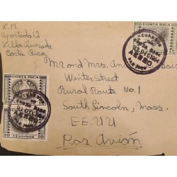 L) 1954 COSTA RICA, NATIONAL INDUSTRIES, SUGAR, CERAMICS, AIRMAIL, CIRCULATED COVER FROM COSTA RICA TO USA
