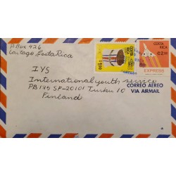 L) 1980 COSTA RICA, COFFEE, COSTA RICA EXPORTS, AIRPLANE, EXPRESS, AIRMAIL, CIRCULATED COVER FROM COSTA RICA TO FINLAND