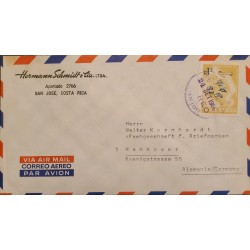 L) 1966 COSTA RICA, MAP, INCORPORATION OF COSTA RICA TO THE PARTY OF NICOYA, AIRMAIL, CIRCUALTED COVER FROM COSTA RICA