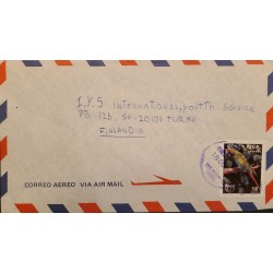 L) 1990 COSTA RICA, BIRDS, PARROT, UPAE, 18 COLONES, NATURE, AIRMAIL, CIRCULATED COVER FROM COSTA RICA TO FINLAND