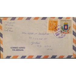 L) 1969 COSTA RICA, CHRISTMAS STAMP PRO CHILD CARE, VIRGIN, COAT OF ARMS, HEREDIA, 50CENTS, AIRMAIL, CIRCULATED