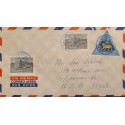 L) 1953 COSTA RICA, JAGUAR, TRIANGLE, ANGLO COSTARICENSE BANK CENTENARY, AIRMAIL, CIRCULATED COVER FROM