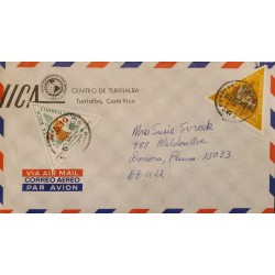 L) 1963 COSTA RICA, BEAR, TIGRILLO, TRIANGLE, AIRMAIL, CIRCULATED COVER FROM COSTA RICA TO USA