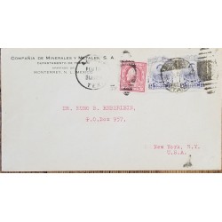 J) 1917 MEXICO, PAIR, WASHINGTON, MULTIPLE STAMPS, AIRMAIL, CIRCULATED COVER, FROM MONTERREY TO NEW YORK