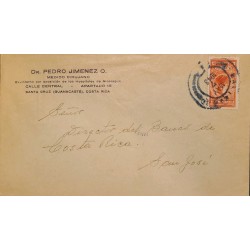 L) 1943 COSTA RICA, FRANCISCO MORAZAN, 15 CENTS, CIRCULATED COVER IN COSTA RICA