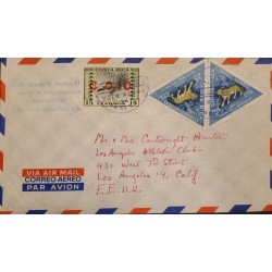 L) 1963 COSTA RICA, JAGUAR, TRIANGLE, NATIONAL INDUSTRIES, SUGAR, AIRMAIL, CIRCULATED COVER FROM COSTA RICA TO USA
