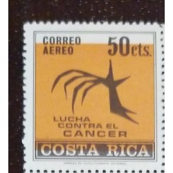 RA) 1970, COSTA RICA, ERROR OFF REGISTER, INTER-AMERICAN CONGRESS ON THE FIGHT AGAINST CANCER, AIRMAIL, 50cts, ORANGE / BLACK