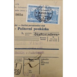 J) 1941 CZECHOSLOVAKIA, FRAGMENT OF POSTCARD, PAIR, XF