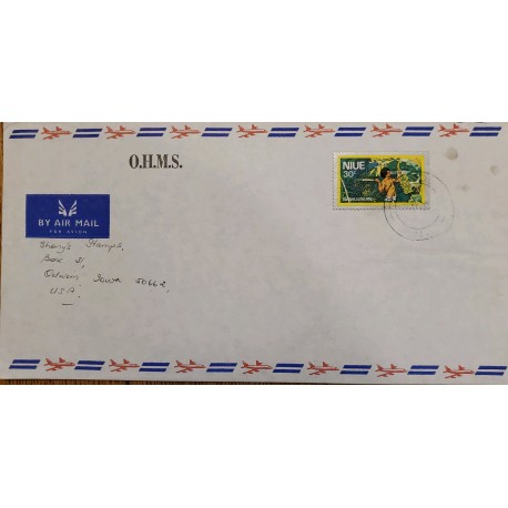 J) 1979 NIUE, BANANA GATHERING, OHMS, AIRMAIL, CIRCULATED COVER, FROM NIUE TO USA