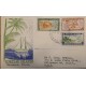 J) 1948 TOKELAU ISLAND, BOAT, PALMS, HOUSES, MULTIPLE STAMPS, AIRMAIL, CIRCULATED COVER, FROM TOKELAU TO CALIFORNIA