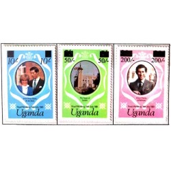 A) 1981, UGANDA, ROYAL WEDDING – PREVIOUSLY UNISSUED STAMP SURCHARGED PRINCE CHARLES AND LADY DIANA