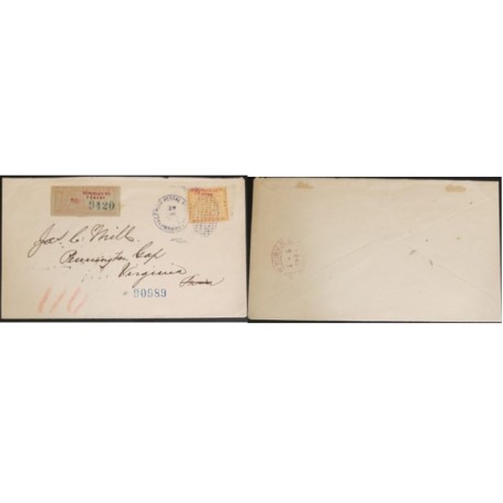 A) 1903 PANAMA, COVER SHIPPED TO VIRGINA-UNITED STATES, REGISTERED 90989, 10C YELLOW STAMP